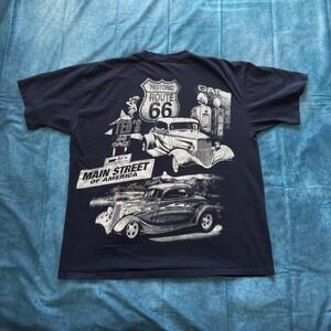 Vintage Sun Sportswear Route 66 Hot Rod T-Shirt XL Made in USA Main Street Black
